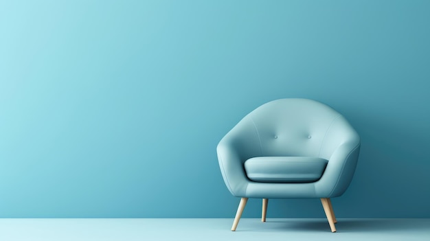 Blue armchair on blue background