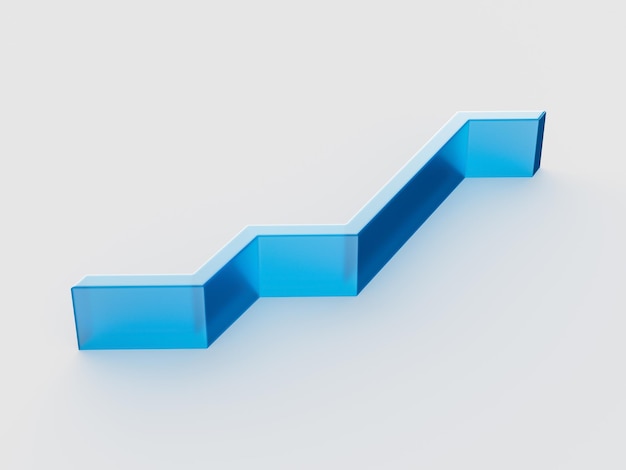 Фото Синяя стрелка. показывает график экономической и финансовой статистики. маркетинговый график. матовое прозрачное стекло.