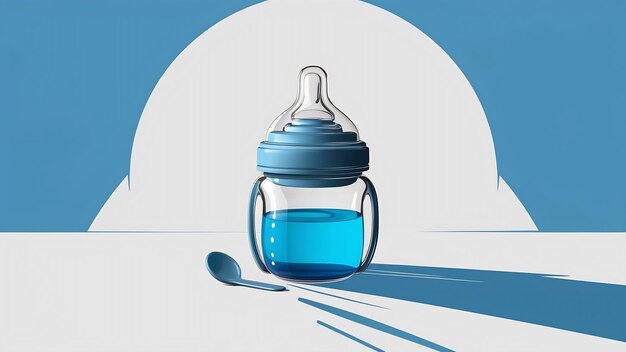 Blue baby bottle 3d illustration