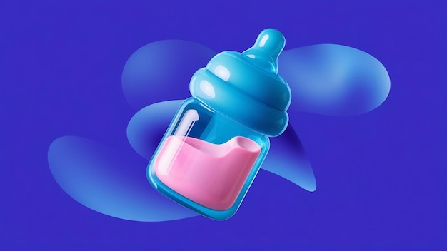 Blue baby bottle 3d illustration