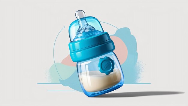 Blue baby bottle 3d illustration