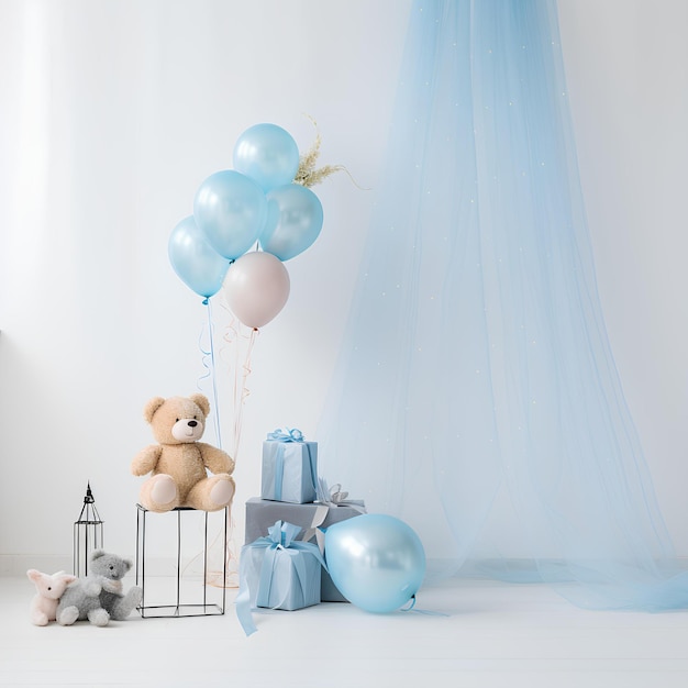 Blue baby boy gift decor background