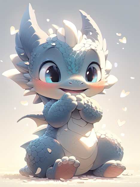 Premium Photo | Blue baby dragon