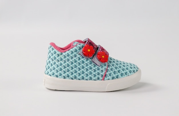 blue baby girl shoes side view