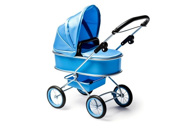 Photo blue baby stroller isolated on a transparent background ai