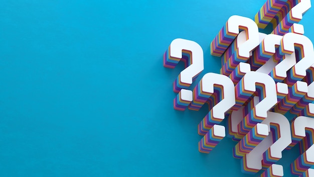 Blue background and 3d question marks