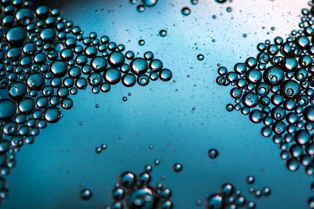 Blue background. abstract macrophotography. oil bubbles. water texture