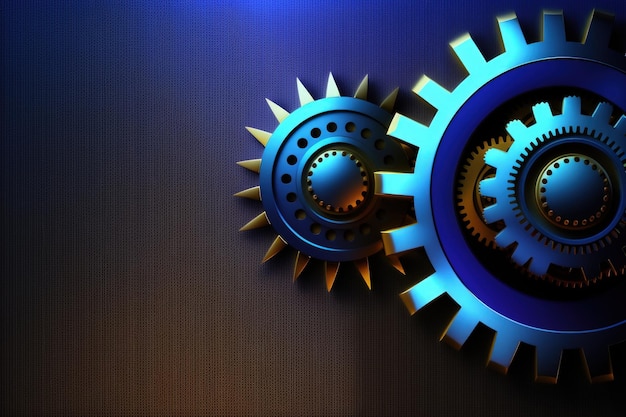 Blue background illustration with gears creativity concept Generative AI