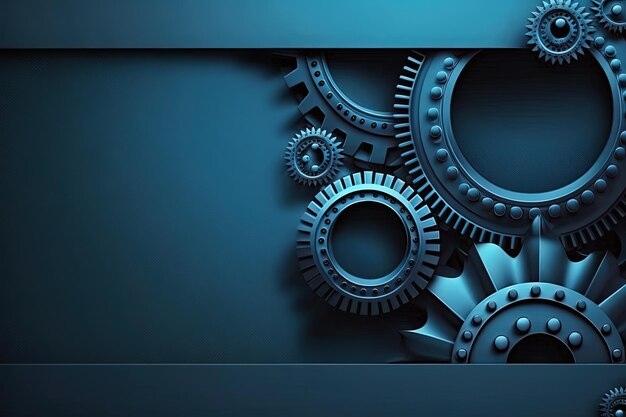 Blue background illustration with gears creativity concept Generative AI