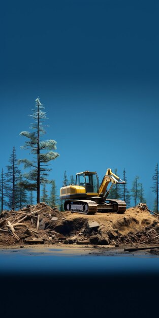 Blue Background Land Clearing Illustration