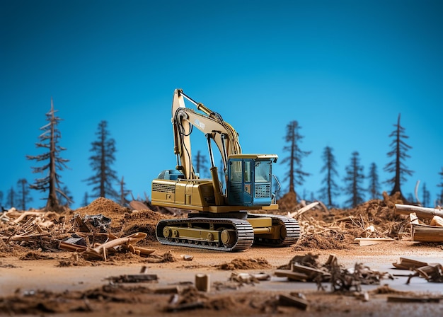 Blue Background Land Clearing Illustration