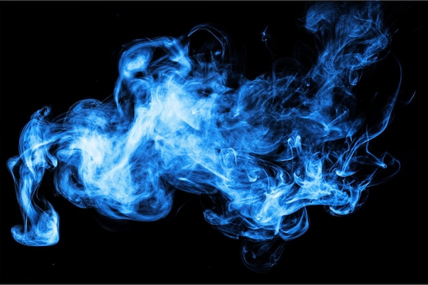 Blue background studio smoke color image white