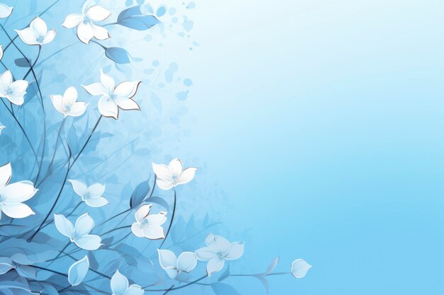 Blue background wallpaper with floral pattern