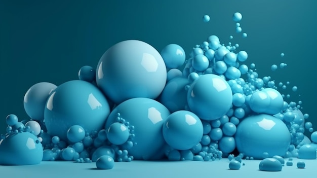 A blue background with balls and the word bubble on it