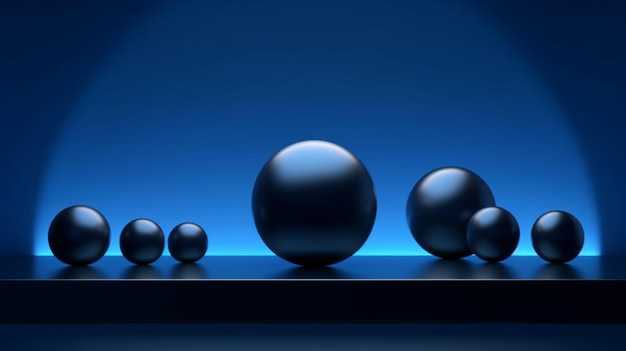 Blue background with black spheres on it