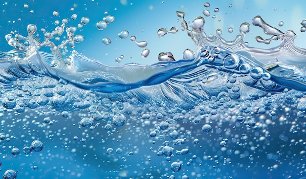 Blue background with bubbles and water