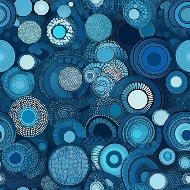 A blue background with circles and dots.