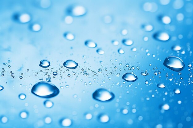 Blue background with clear water droplets