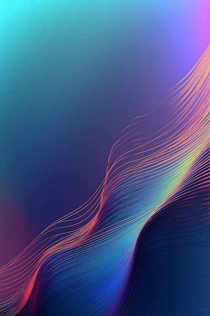 Blue background with a colorful wave pattern