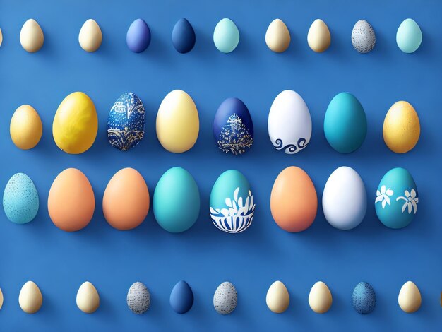 A blue background with easter eggs on it