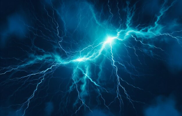 A blue background with electric lightning