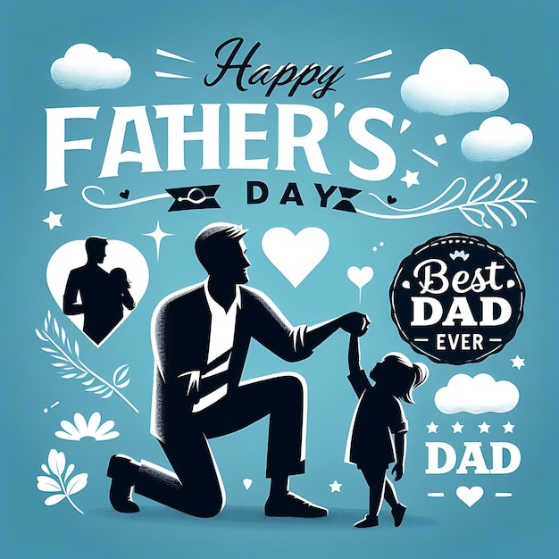 Photo a blue background with a father and father day day