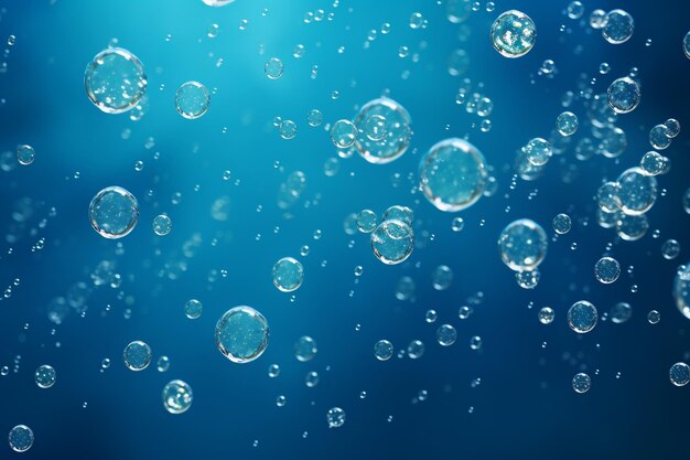 Foto blue background with floating water bubbles