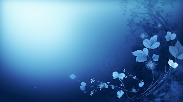 Blue background with a floral design