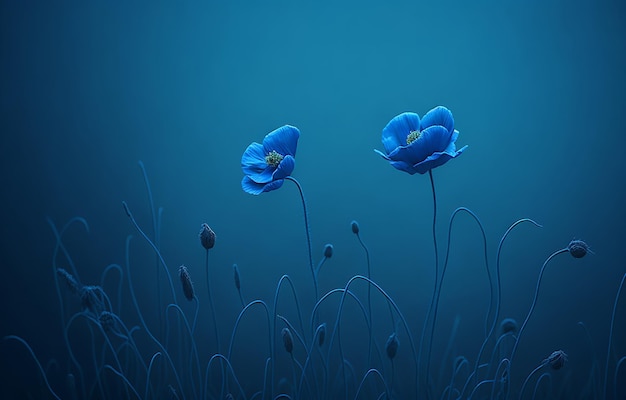 Blue Background With Flower