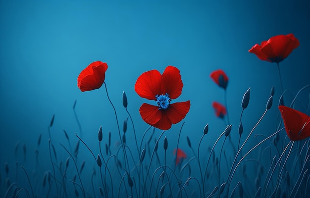 Blue Background With Flower