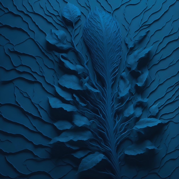 A blue background with a leaf pattern.