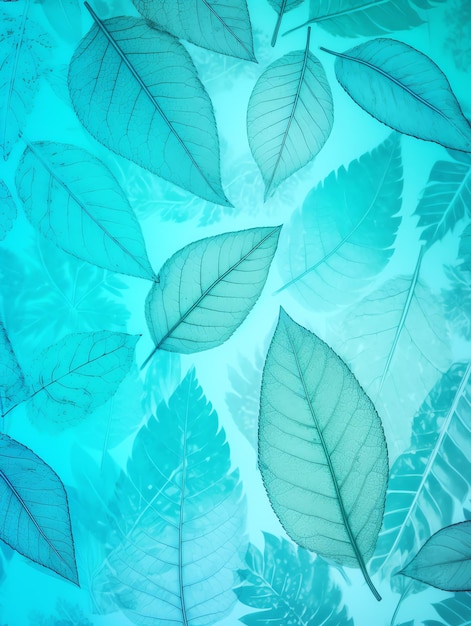 A blue background with leaves and the word " leaf " on it.