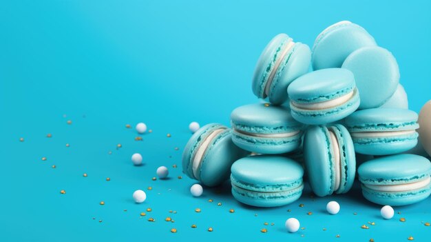 Blue Background with macarons