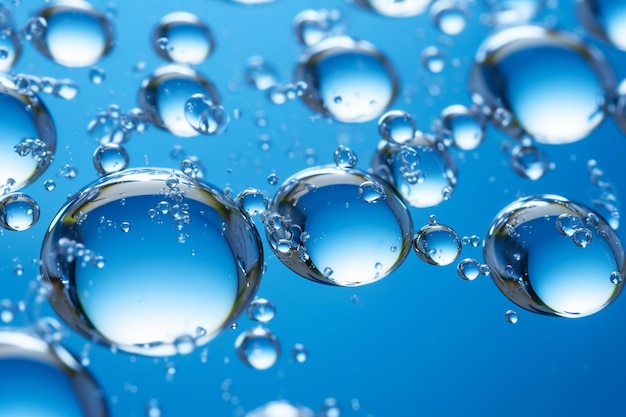 Фото blue background with many water or soap bubbles