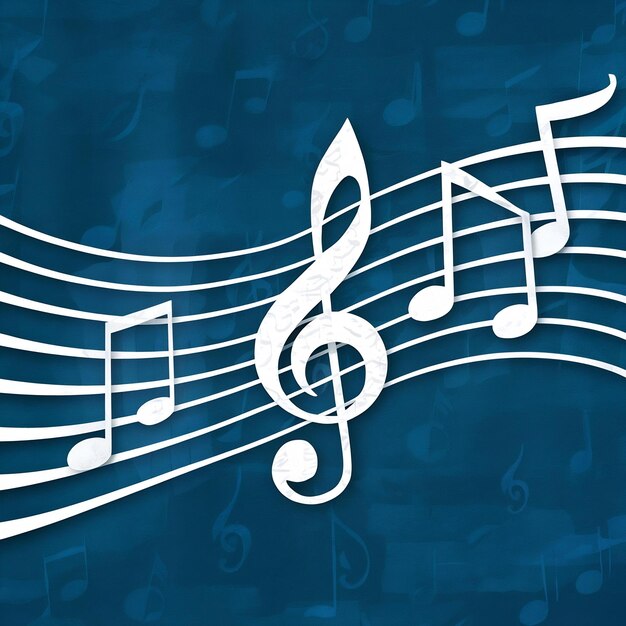 Blue background with music notes