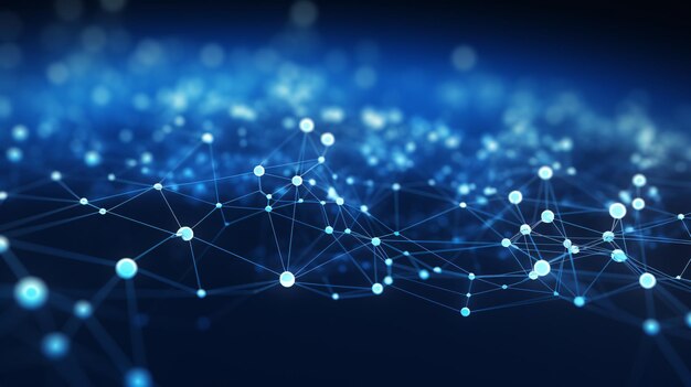 a blue background with a network of interconnected lines and dots generative ai
