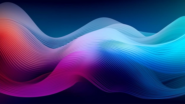 A blue background with pink and blue waves.