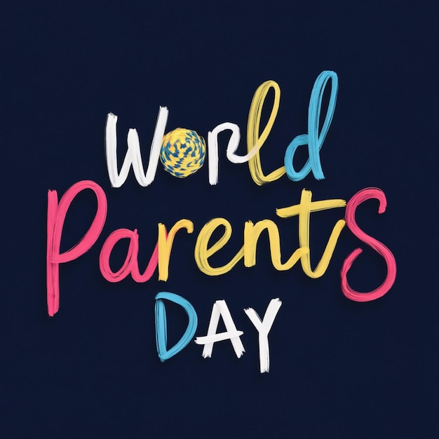 Photo a blue background with a pink and yellow text that says world day