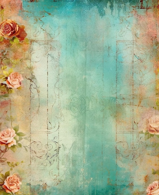 A blue background with roses and a blue background.