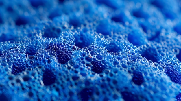 Photo a blue background with a rough sponge texture a macro shot design