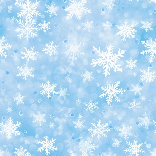 A blue background with snowflakes and blue bubbles.