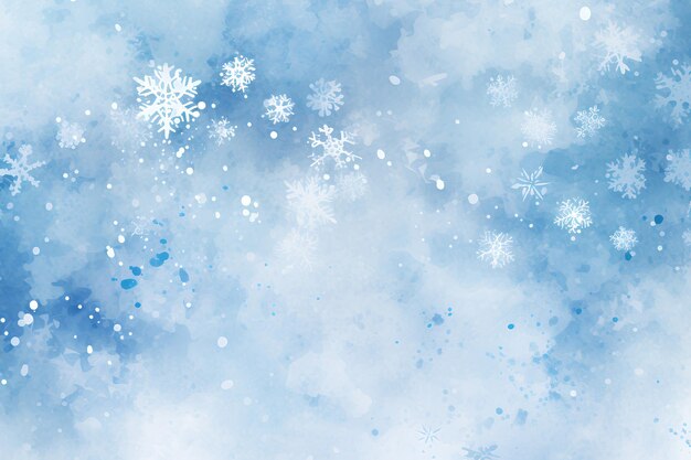 Blue Background with Snowflakes and Snowflakes in White