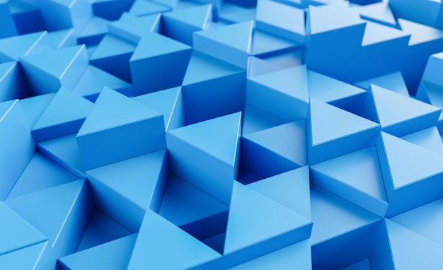 Blue background with triangles 3d rendering