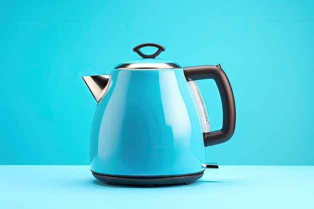 Blue background with vintage electric retro kettle Lifestyle and design theme