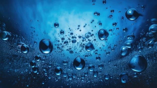 A blue background with water droplets and the words " water " on it.