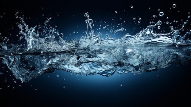Photo blue background with water splashing