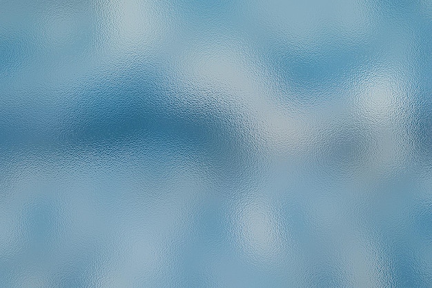 A blue background with white clouds and water drops