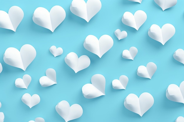 blue background with white hearts overlap