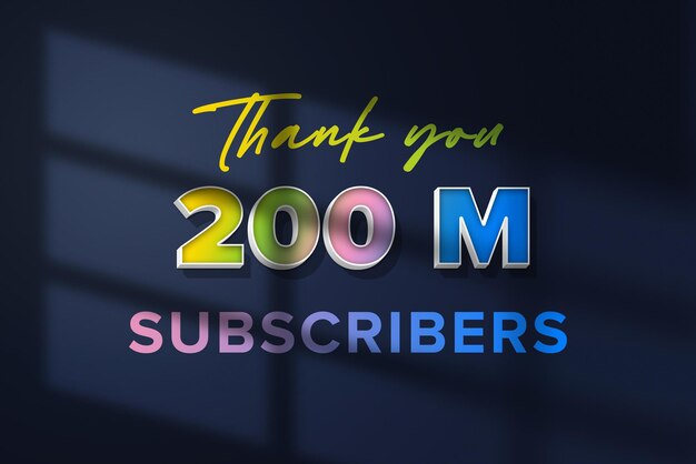 青色の背景に「加入者 200 万人」という文字が表示されます。