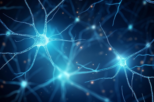 ニューロンという文字が描かれた青い背景